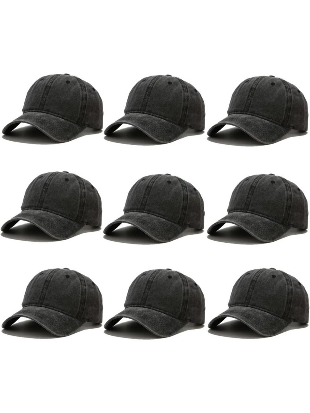 Vintage Distressed Baseball Cap Set - Unisex Adjustable Dads Hat, 9 Pieces